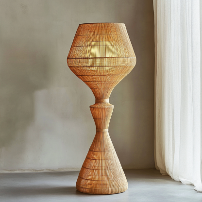 Wabi-sabi style rattan floor lamp for living room, bedroom, study, homestay and tea room, a retro designer artistic lighting fixture - Image 7