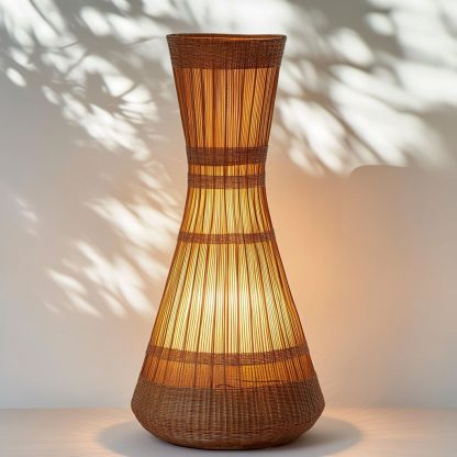 Wabi-sabi style rattan floor lamp, a retro designer art lighting fixture for living room, bedroom, study, homestay and tea room - Image 8