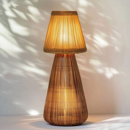 Wabi-sabi style rattan floor lamp, a retro designer art lighting fixture for living room, bedroom, study, homestay and tea room - Image 7