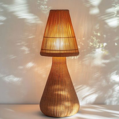 Wabi-sabi style rattan floor lamp, a retro designer art lighting fixture for living room, bedroom, study, homestay and tea room - Image 5