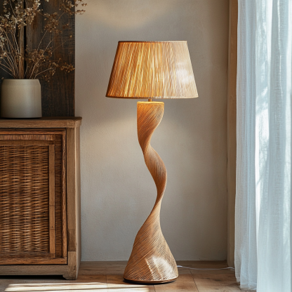 Wabi-sabi style rattan floor lamp for living room, bedroom, study, homestay and tea room, a retro designer artistic lighting fixture - Image 4
