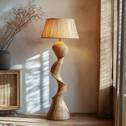 Wabi-sabi style rattan floor lamp for living room, bedroom, study, homestay and tea room, a retro designer artistic lighting fixture - Image 3