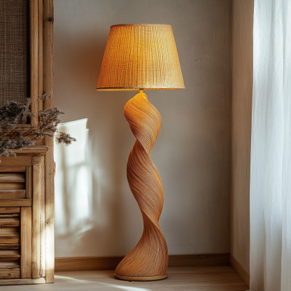 Wabi-sabi style rattan floor lamp for living room, bedroom, study, homestay and tea room, a retro designer artistic lighting fixture - Image 9