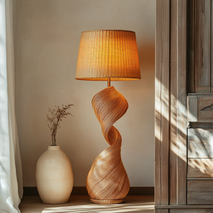 Wabi-sabi style rattan floor lamp for living room, bedroom, study, homestay and tea room, a retro designer artistic lighting fixture - Image 6