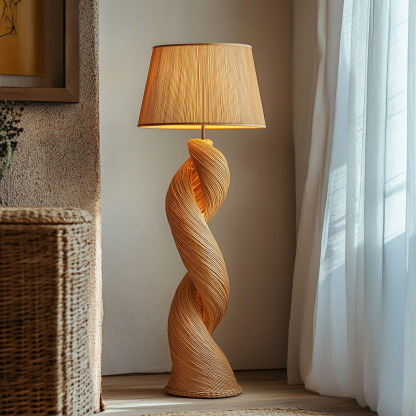 Wabi-sabi style rattan floor lamp for living room, bedroom, study, homestay and tea room, a retro designer artistic lighting fixture - Image 8