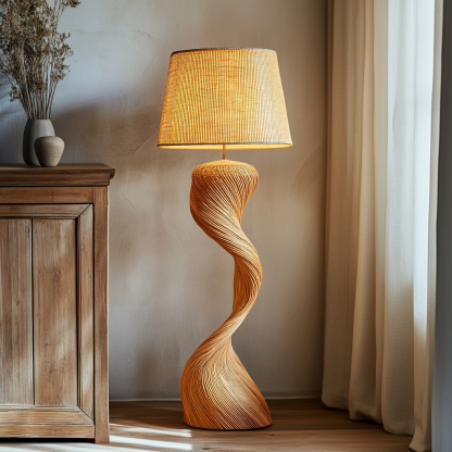 Wabi-sabi style rattan floor lamp for living room, bedroom, study, homestay and tea room, a retro designer artistic lighting fixture - Image 6