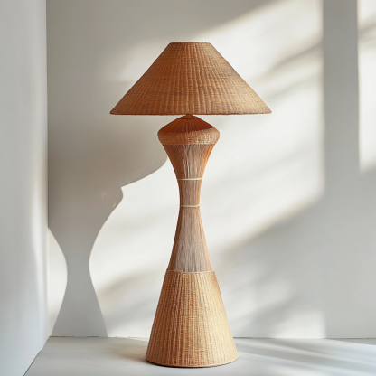 Wabi-sabi style rattan floor lamp for living room, bedroom, study, homestay and tea room, a retro designer artistic lighting fixture - Image 8