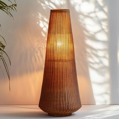 Wabi-sabi style rattan floor lamp, a retro designer art lighting fixture for living room, bedroom, study, homestay and tea room - Image 4