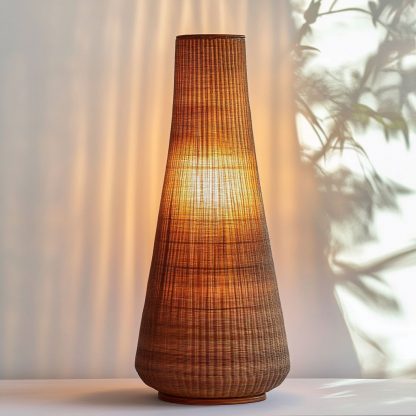 Wabi-sabi style rattan floor lamp, a retro designer art lighting fixture for living room, bedroom, study, homestay and tea room - Image 3