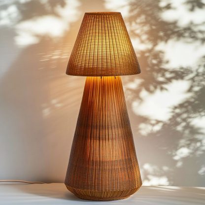 Wabi-sabi style rattan floor lamp, a retro designer art lighting fixture for living room, bedroom, study, homestay and tea room - Image 2