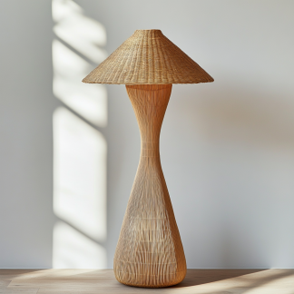 Wabi-sabi style rattan floor lamp for living room, bedroom, study, homestay and tea room, a retro designer artistic lighting fixture