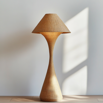 Wabi-sabi style rattan floor lamp for living room, bedroom, study, homestay and tea room, a retro designer artistic lighting fixture - Image 2