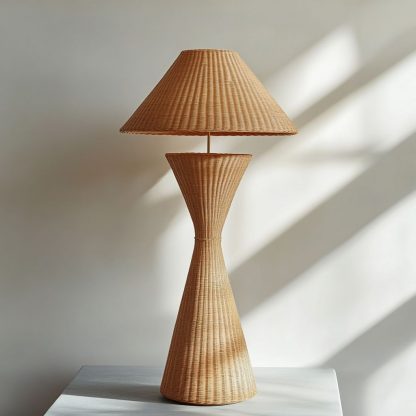 Wabi-sabi style rattan floor lamp, a retro designer art lighting fixture for living room, bedroom, study, homestay and tea room - Image 7