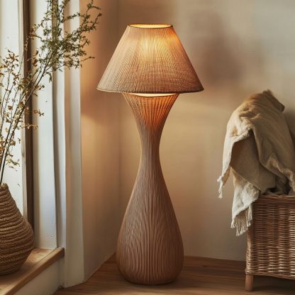 Wabi-sabi style rattan floor lamp, a retro designer art lighting fixture for living room, bedroom, study, homestay and tea room - Image 8