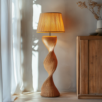 Wabi-sabi style rattan floor lamp for living room, bedroom, study, homestay and tea room, a retro designer artistic lighting fixture - Image 5