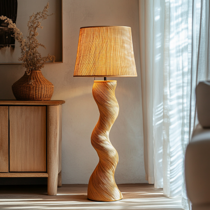 Wabi-sabi style rattan floor lamp for living room, bedroom, study, homestay and tea room, a retro designer artistic lighting fixture - Image 3