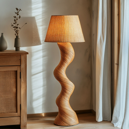 Wabi-sabi style rattan floor lamp for living room, bedroom, study, homestay and tea room, a retro designer artistic lighting fixture - Image 2