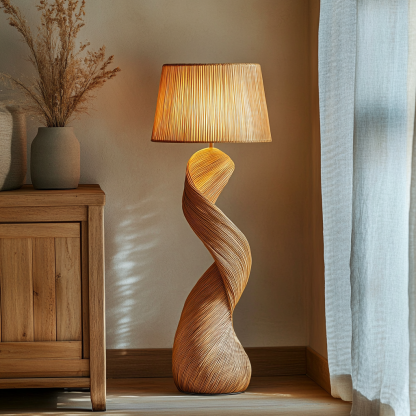Wabi-sabi style rattan floor lamp for living room, bedroom, study, homestay and tea room, a retro designer artistic lighting fixture - Image 9