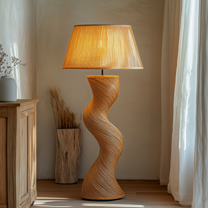 Wabi-sabi style rattan floor lamp for living room, bedroom, study, homestay and tea room, a retro designer artistic lighting fixture - Image 8