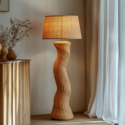 Wabi-sabi style rattan floor lamp for living room, bedroom, study, homestay and tea room, a retro designer artistic lighting fixture - Image 7