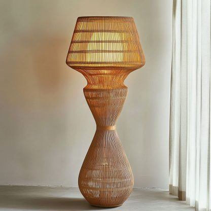 Wabi-sabi style rattan floor lamp, a retro designer art lighting fixture for living room, bedroom, study, homestay and tea room - Image 8