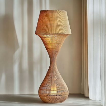 Wabi-sabi style rattan floor lamp, a retro designer art lighting fixture for living room, bedroom, study, homestay and tea room - Image 7