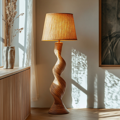 Wabi-sabi style rattan floor lamp for living room, bedroom, study, homestay and tea room, a retro designer artistic lighting fixture - Image 7