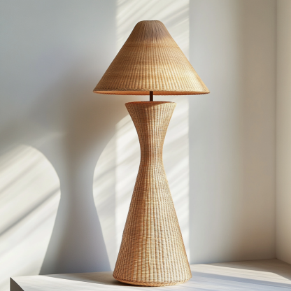 Wabi-sabi style rattan floor lamp for living room, bedroom, study, homestay and tea room, a retro designer artistic lighting fixture - Image 9