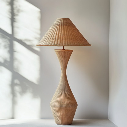 Wabi-sabi style rattan floor lamp for living room, bedroom, study, homestay and tea room, a retro designer artistic lighting fixture - Image 6