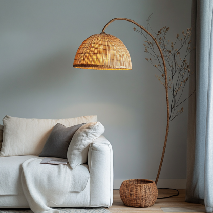 Wabi-sabi style rattan floor lamp for living room, bedroom, study, homestay and tea room, a retro designer artistic lighting fixture - Image 7