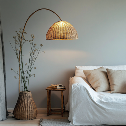 Wabi-sabi style rattan floor lamp for living room, bedroom, study, homestay and tea room, a retro designer artistic lighting fixture - Image 6