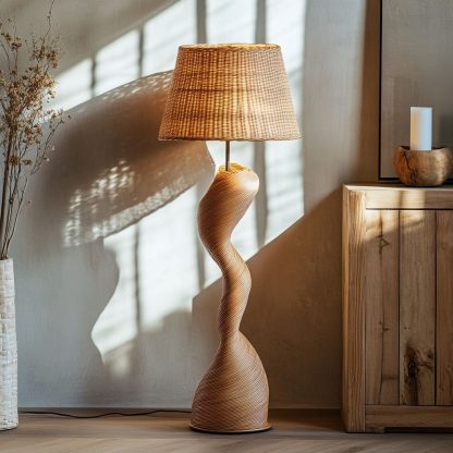 Wabi-sabi style rattan floor lamp, a retro designer art lighting fixture for living room, bedroom, study, homestay and tea room - Image 8