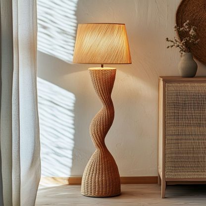 Wabi-sabi style rattan floor lamp, a retro designer art lighting fixture for living room, bedroom, study, homestay and tea room - Image 7