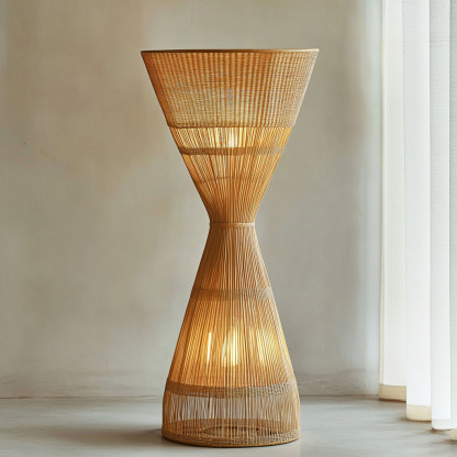 Wabi-sabi style rattan floor lamp for living room, bedroom, study, homestay and tea room, a retro designer artistic lighting fixture - Image 9
