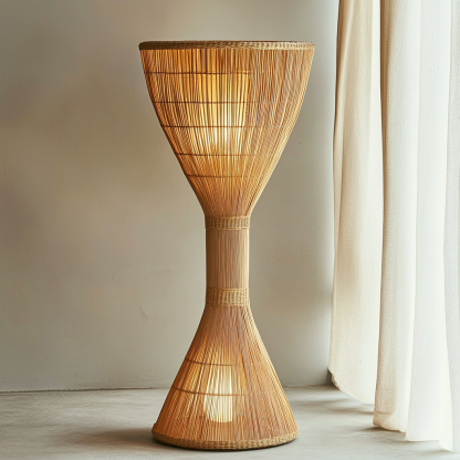 Wabi-sabi style rattan floor lamp for living room, bedroom, study, homestay and tea room, a retro designer artistic lighting fixture - Image 7