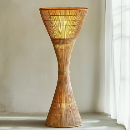 Wabi-sabi style rattan floor lamp for living room, bedroom, study, homestay and tea room, a retro designer artistic lighting fixture - Image 6