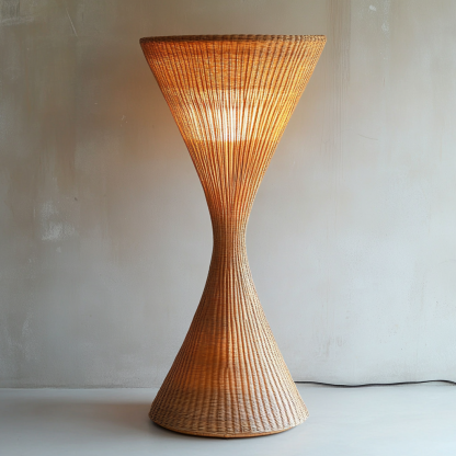 Wabi-sabi style rattan floor lamp for living room, bedroom, study, homestay and tea room, a retro designer artistic lighting fixture - Image 9