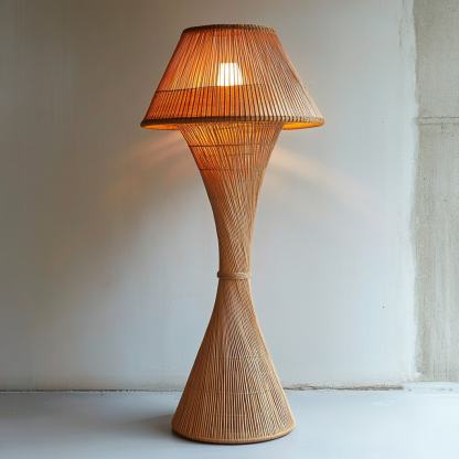 Wabi-sabi style rattan floor lamp for living room, bedroom, study, homestay and tea room, a retro designer artistic lighting fixture - Image 8