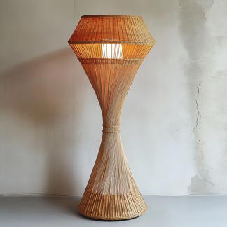 Wabi-sabi style rattan floor lamp for living room, bedroom, study, homestay and tea room, a retro designer artistic lighting fixture