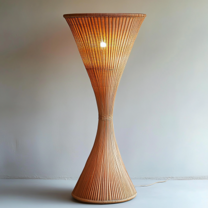 Wabi-sabi style rattan floor lamp for living room, bedroom, study, homestay and tea room, a retro designer artistic lighting fixture - Image 6