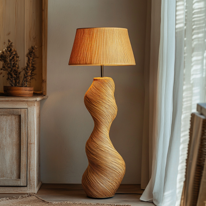 Wabi-sabi style rattan floor lamp for living room, bedroom, study, homestay and tea room, a retro designer artistic lighting fixture - Image 5