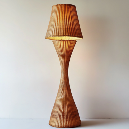 Wabi-sabi style rattan floor lamp for living room, bedroom, study, homestay and tea room, a retro designer artistic lighting fixture - Image 5