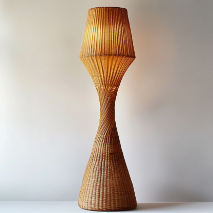 Wabi-sabi style rattan floor lamp for living room, bedroom, study, homestay and tea room, a retro designer artistic lighting fixture - Image 2
