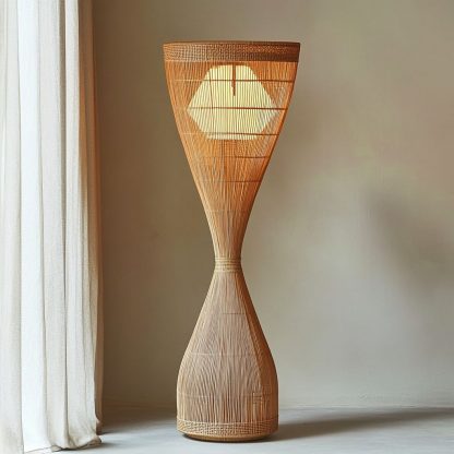 Wabi-sabi style rattan floor lamp, a retro designer art lighting fixture for living room, bedroom, study, homestay and tea room - Image 5