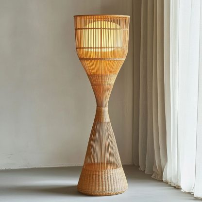 Wabi-sabi style rattan floor lamp, a retro designer art lighting fixture for living room, bedroom, study, homestay and tea room - Image 4