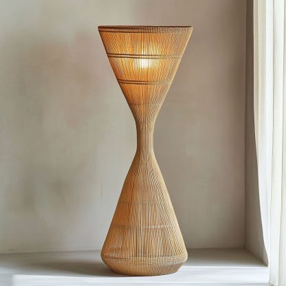 Wabi-sabi style rattan floor lamp, a retro designer art lighting fixture for living room, bedroom, study, homestay and tea room - Image 3