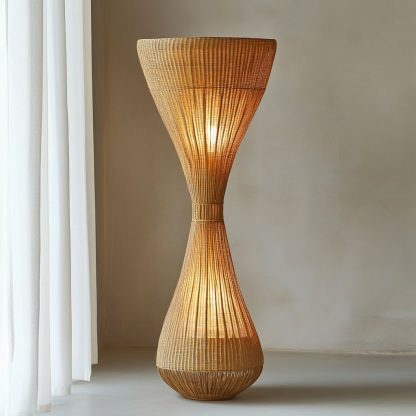 Wabi-sabi style rattan floor lamp, a retro designer art lighting fixture for living room, bedroom, study, homestay and tea room - Image 5
