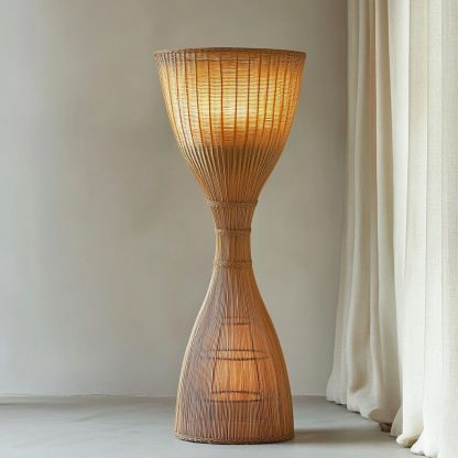 Wabi-sabi style rattan floor lamp, a retro designer art lighting fixture for living room, bedroom, study, homestay and tea room - Image 4