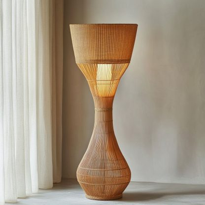 Wabi-sabi style rattan floor lamp, a retro designer art lighting fixture for living room, bedroom, study, homestay and tea room - Image 3