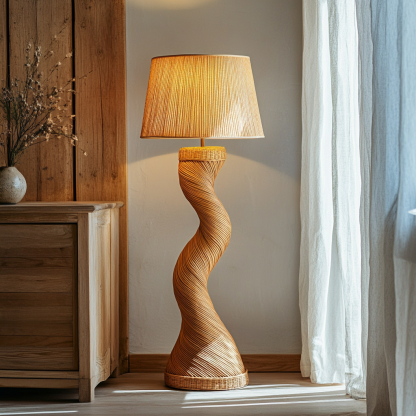Wabi-sabi style rattan floor lamp for living room, bedroom, study, homestay and tea room, a retro designer artistic lighting fixture - Image 7
